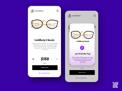 Letsfund - Social buying extension app ecommerce glasses online shop online shopping ui ux