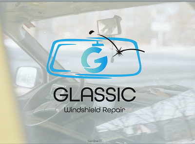 Glassic Windshield Repair Logo brand design branding car car logo car repair logo logo design minimal minimal logo minimalistic wind shield