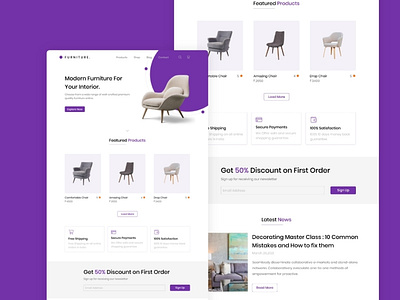 Furniture Landing Page branding furniture website illustration ui ui design ui ux website