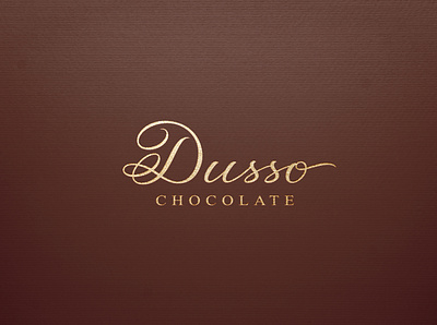 Dusso Chocolate logo and identity chocolate cursive lettering logo