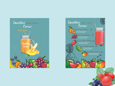 Fruits Menu Designs corner menus smoothies