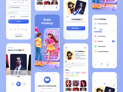 Dating App 😍 2021 application beautiful branding date dating dating app design graphic design icon illustration landing page logo ui ux vector web
