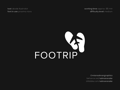 FOOTRIP Logo Design aeroplane brand designer design foot footprints graphic designer logo logo design logo designer negative space negative space logo plane proxima nova font tour traveling travelling app trip