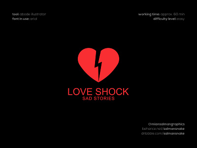 Love Shock Logo Design brand designer branding design graphic designer heart logo logo logo design logo designer logo maker love logo sad logos shock thunderbolt website logo design