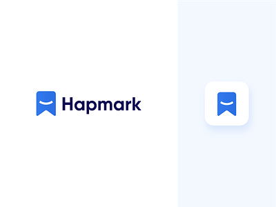 Hapmark - Logo Design app app icon app logo bookmark brand designer creative logos design dribbble graphic designer happiness happy icon logo logo design logo designer minimal modern smile ui vector
