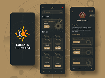 Tarot Card App Design app app design art astrology astronomy design designer icons illustration interaction mobile app tarot tarot card tarot reading typography ui ui design ui ux ux web