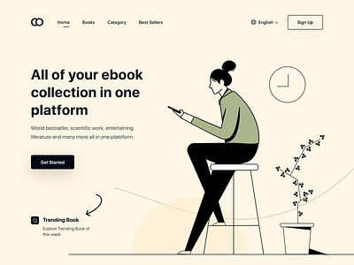 E-book Collection Web Design books design design concepts e book collection ebook landing page design minimal design platform reading ui ui design web web design website