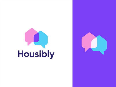 Housibly Logo Design agency app icon app logo brand chat bubble chat logo chatting app company consulting dating design home logo house logo logo logo design modern logo real estate app real estate brand real estate logo startup
