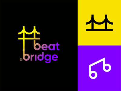 Beat Bridge Wordmark app logo aux beat beat bridge brand colors brand designer brand identity branding design logo logo design logo designer music app music logo music note music wordmark visual design visual identity wordmark