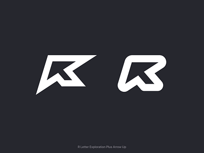 R + arrow up, letter mark, negative space logo design