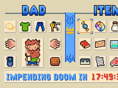 "Don't Let It Father You" in game HUD design game art graphic design illustration pixel art video game videogame