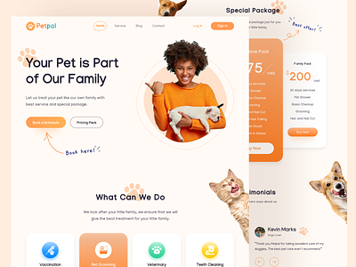 Petpal - Petcare Landing Page 🐾 animal cat catfood dog dog lovers health homepage landing page mockup pet pet care pet food pet health pets petshop typography ui ux web design website