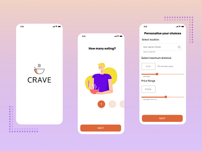 Crave- Food App concept food foodapp restaurant app ui user interface user interface design ux uxdesign uxui