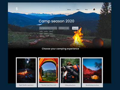 Camp booking service design flat ui ux web website