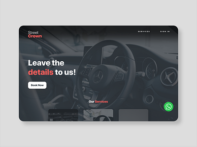 StreetCrown (Auto Detailing Workshop) Website Redesign booking booking system branding car carservice design service shop ui ux website concept website design workshop workshops