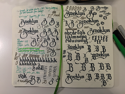 brooklyn and bees doodles b blackletter brooklyn calligraphy font moleskine parallel pen type typography w.i.p.