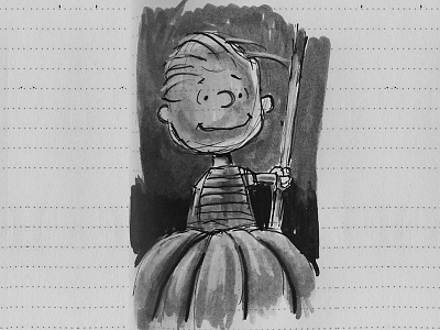 linus van pelt brush ink sketch w.i.p.