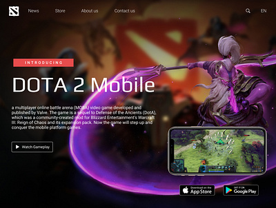 Dota 2 Mobile - Landing Page Concept dota2 landing page userinterface webdesign