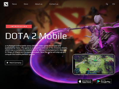 Dota 2 Mobile - Landing Page Concept