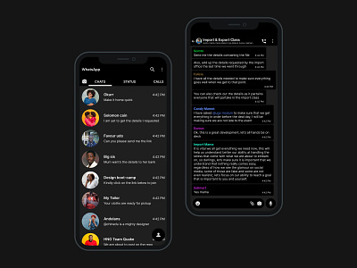 Re-imagine whatsapp in dark mode app design app web design app website design product design ui uiux user experience user interface