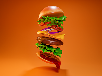 Flying Burger 3d blender blender 3d burger digital art fast food flying