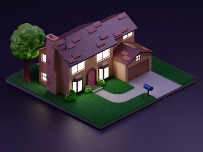 Simpsons House 3d 3d sculpt blender 3d braziliandesigner home house illustration isometric isometric design isometric illustration modelling night simpsons simpsons home simpsons house