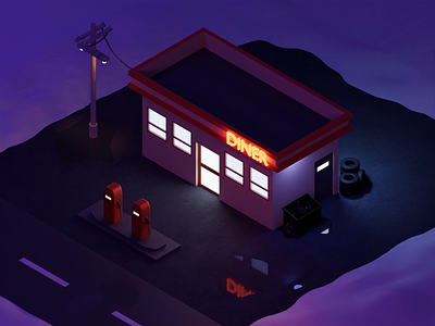 Gas Station 3d 3d animation 3d art 3d modeling animation blender blender 3d car car animation diner gas station