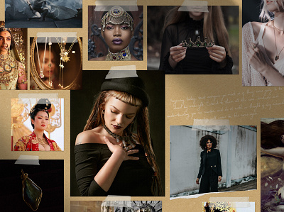 Branding Momu - Moodboard accessories artdirection black brand brand design brand identity branding branding design gold golden jewellery logo logodesign mystic mystical mystique queen woman woman logo