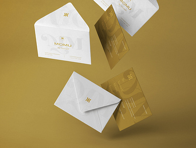 Branding Momu accessory store brand woman corporative female accessories female brand gold golden logo accessories logo gold stationery stationery design stationery set woman