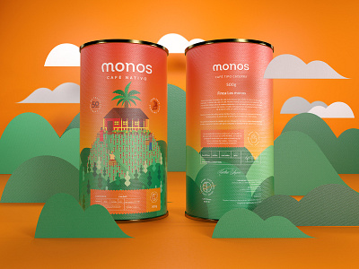 Monos - Native coffee brand coffee brand identity branding agency branding colombia branding design coffee coffee packaging coffee packing cololombian packaging colombian illustration color packaging colorful design colorfull colors consulting logo desing agency latin america orange orange packaging south america