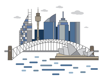 Sydney <3 australia bridge building cityscape house illustration opera sydney tower