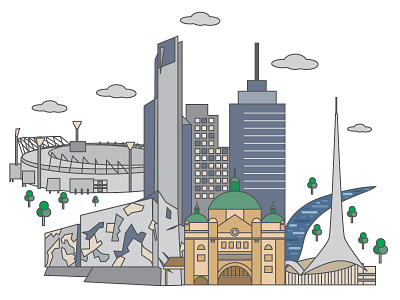 Melbourne australia beautiful city illustration melbourne places
