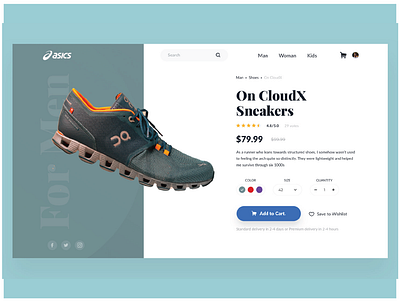 "ASICS" Product Page adobe photoshop onepage sketch sneekers sport ui ux uxdesign visual web