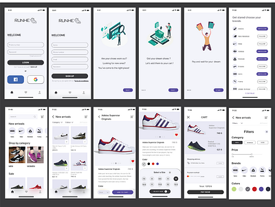 RUNHE Shoes App app app logo designs dribble shot e commerce interaction mobile app online shop shoe store shoes sketch sports ui ux