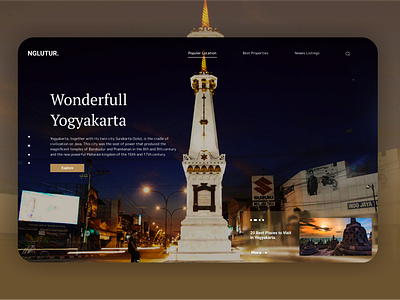 Nglutur Traveling Website UI app design simple ui ux website website concept website design yogyakarta