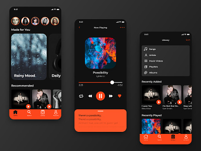 Music App Concept app design dark mode dark ui ios ios app mobile app mobile design mobile ui music app music player ui design ux ui