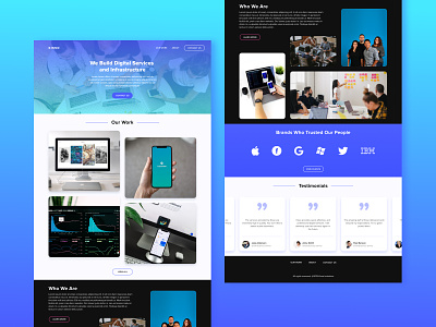 Kisso Industries Landing Page Redesign blue clean colorful concept design landing page modern redesign testimonials ui web design web page website