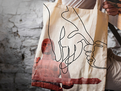 Tote bag "Pink Yerevan" line art product design tote bag