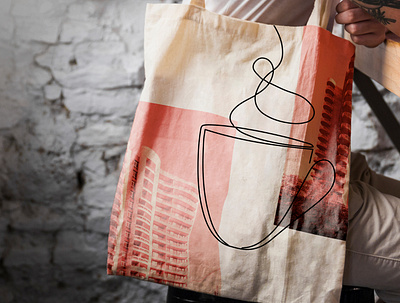 Tote bag "Pink Yerevan" line art product design tote bag