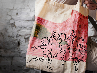 Tote bag " Pink Yerevan " line art product design tote bag