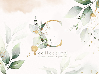Watercolor & Gold Leaves Collection branding decoration design design templates drawings florals flowers graphic design graphic design graphics illustrations ornaments photoshop vector graphics watercolor watercolor art watercolor illustration watercolor painting watercolors watercolour