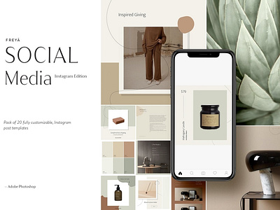 Instagram Social Media Pack: Freyā advertising art blog blogger design elegant instagram instagram banner instagram post instagram posts instagram stories instagram stories pack instagram stories template instagram story instagram template modern simple social media social media pack social media templates