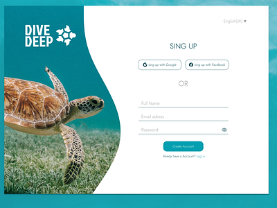 Daily UI 001 DiveDeep Sing Up Page challenge daily ui daily ui 001 dailyui001 design figma sign up signuppage