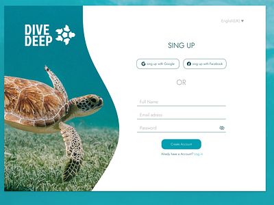 Daily UI 001 DiveDeep Sing Up Page