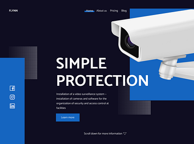 Flynn's video surveillance systems - Hero Block concept camera heropage main page ui video video surveillance systems webdesign