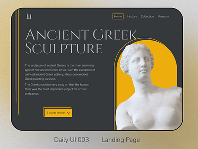 Daily UI 003 - Landing Page challenge daily ui dailyui003 greek hero page landing page museum