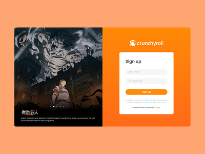 #DailyUI 001 - Sign Up crunchroll design signup ui web