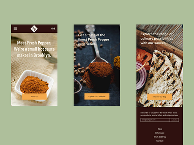 Fresh Pepper Website-Mobile culinary food gourmet hot sauce landing page mobile site spices web design website