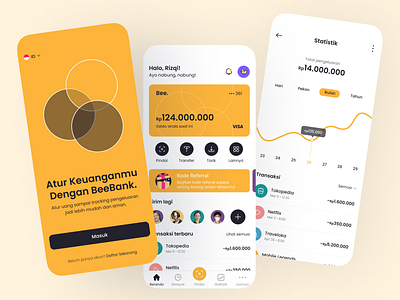 BeeBank | Banking Mobile Apps app bank banking bee card design idea mbank mobile ui yellow