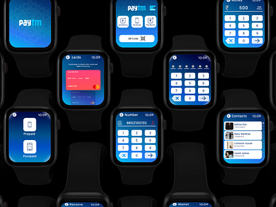 App Redesign for Paytm | Apple smart watch darkmode design illustration payment paytm smartwatch typography ui ux